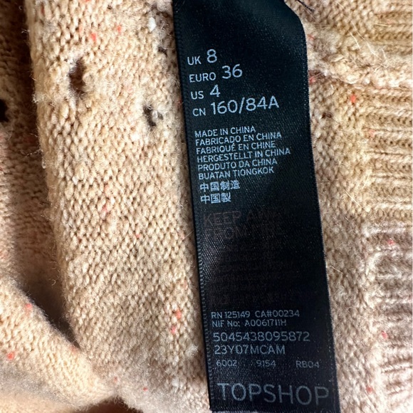 Topshop Tan Pointelle Speckled Pullover Sweater - 4 - Picture 9 of 11